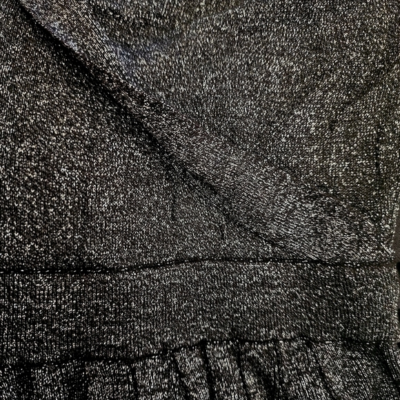 Kate Spade New York Faux Wrap Dress Grey Metallic Silver Knit Pleated V Neck XS - Picture 8 of 14